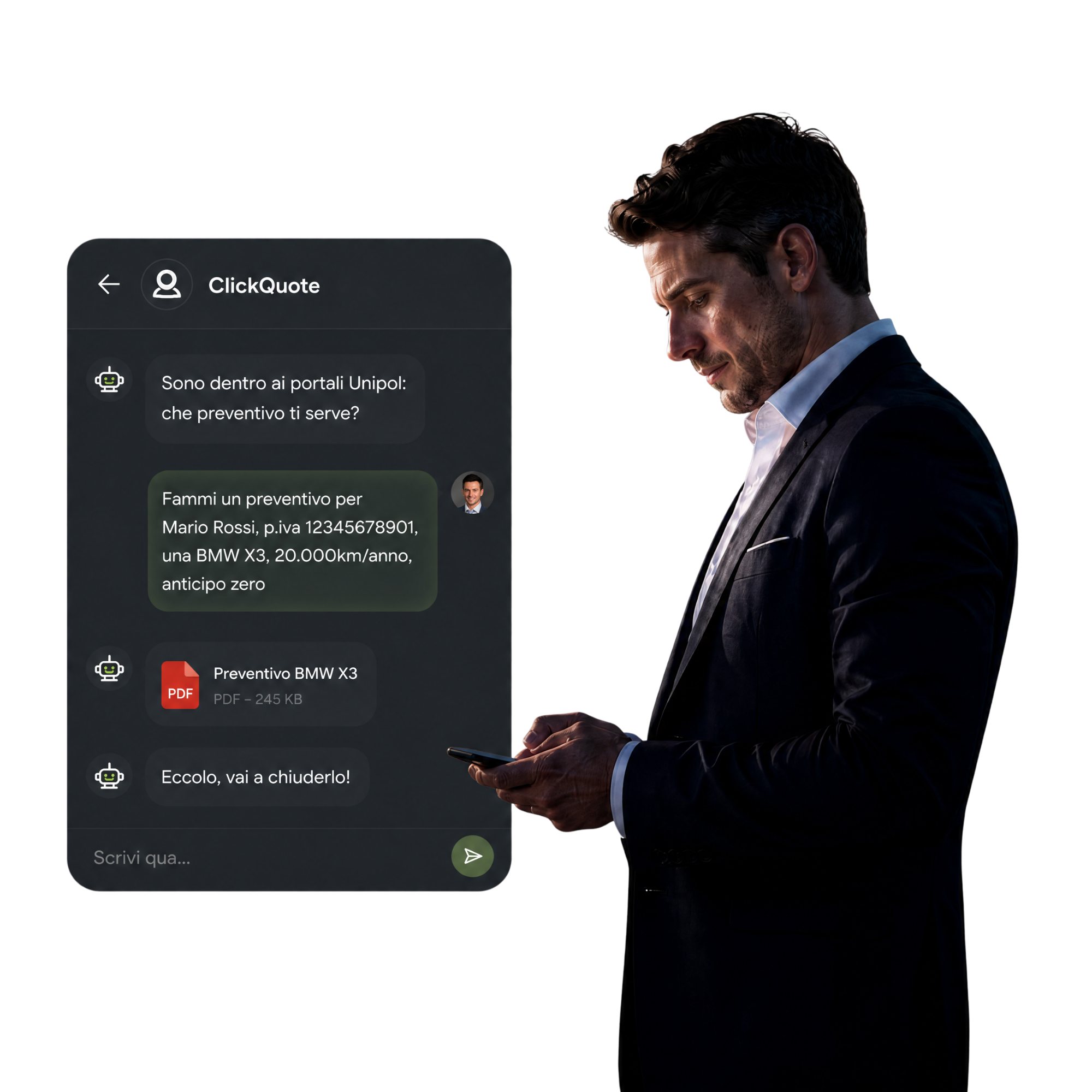 ClickQuote software preventivazione NLT su mobile