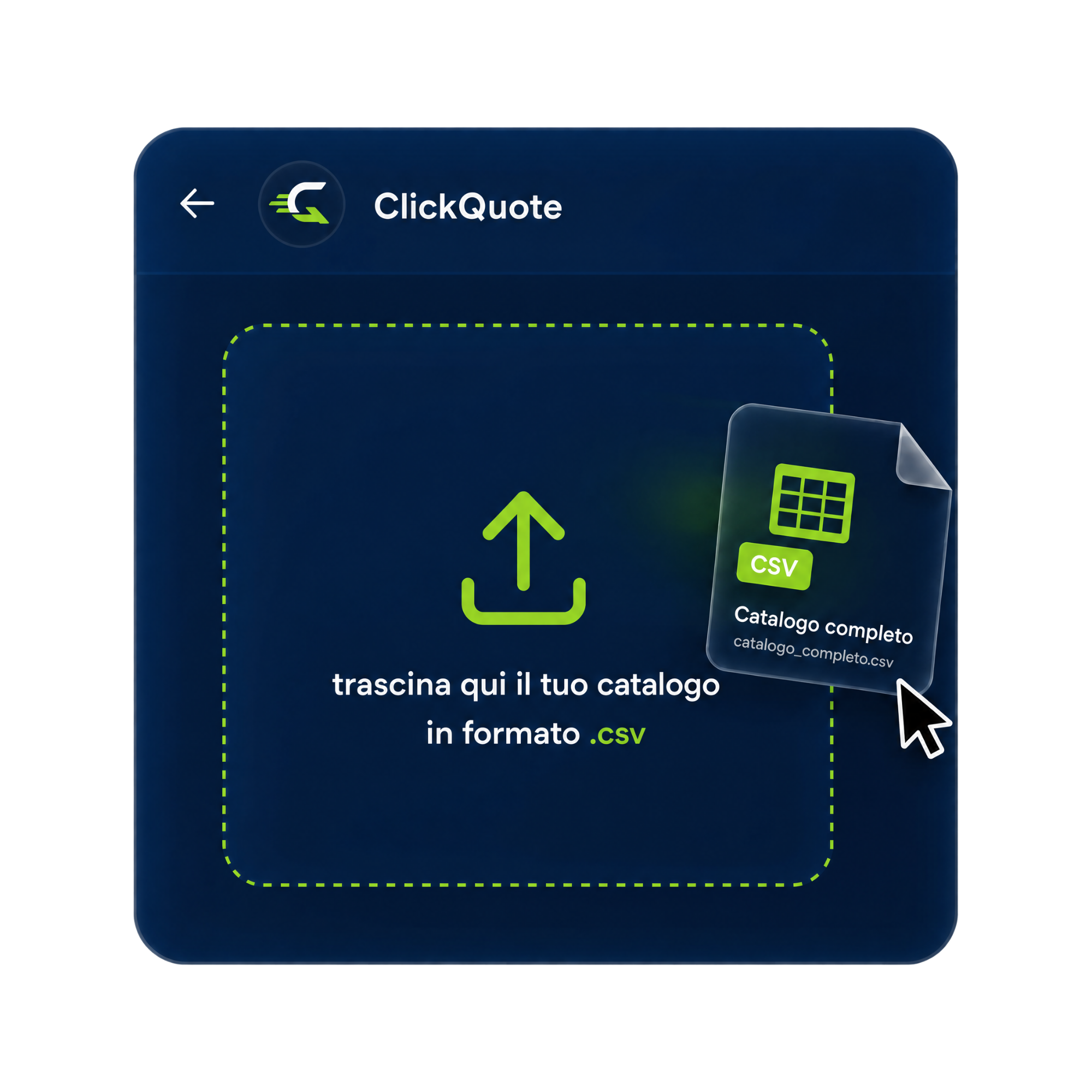 Upload catalogo veicoli NLT e integrazione done-for-you in ClickQuote